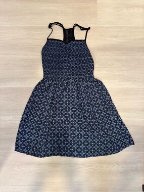 Xhilaration Navy and Black Patterned Sleeveless Sundress